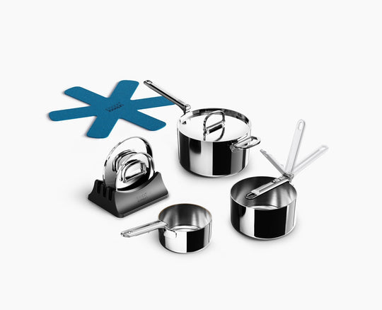 Joseph Joseph Space Steel Folding Handle 6-Piece Saucepan Set