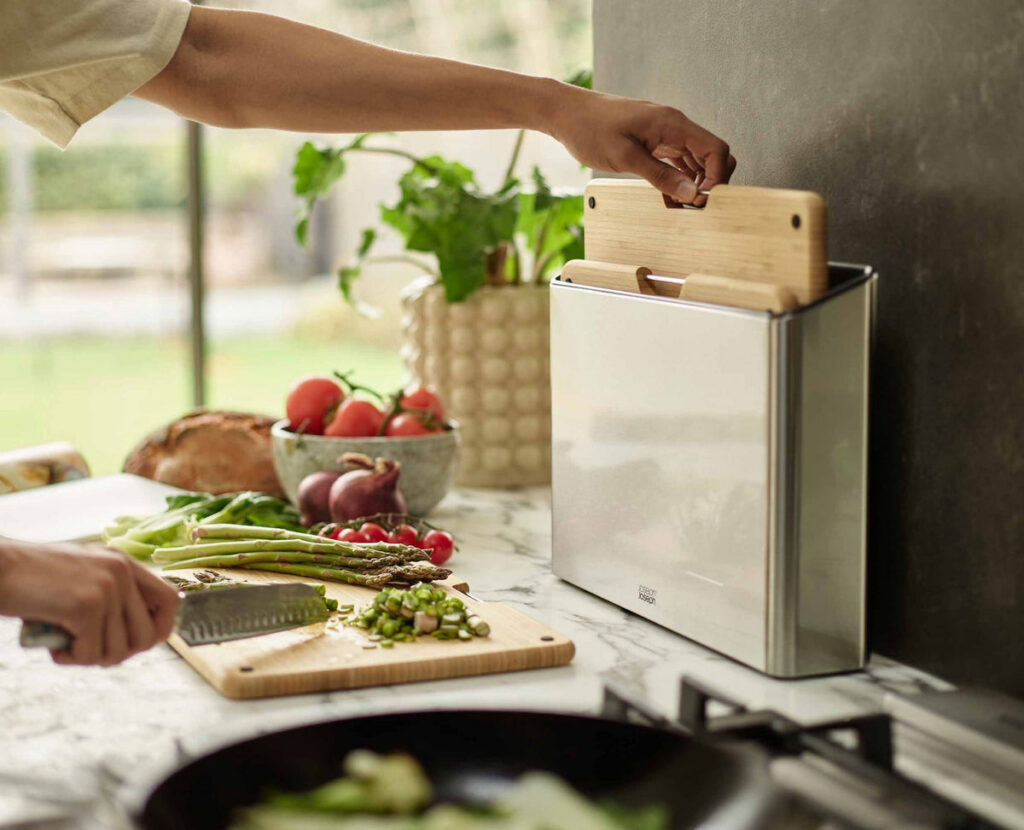 Joseph Joseph Folio™ Steel 3-Piece Bamboo Cutting Board Set With Stainless-Steel Case