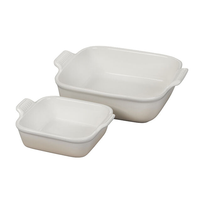 Le Creuset Heritage Square Baking Dishes, Set of 2 – White