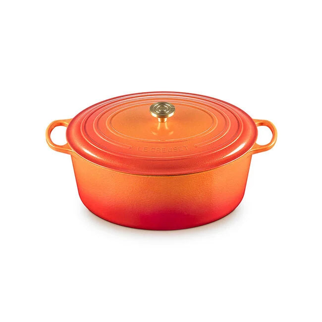 Le Creuset Signature Oval Dutch Oven Flamme Dorée with Crucible Knob – 15.5 qt.