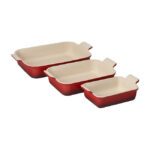 Le Creuset Heritage 3-Piece Rectangular Baking Dish Set – Cerise